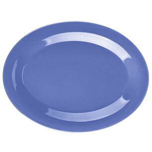 Set De 3 Plato Ovalado Melamina Azul 30 X 23 Cm