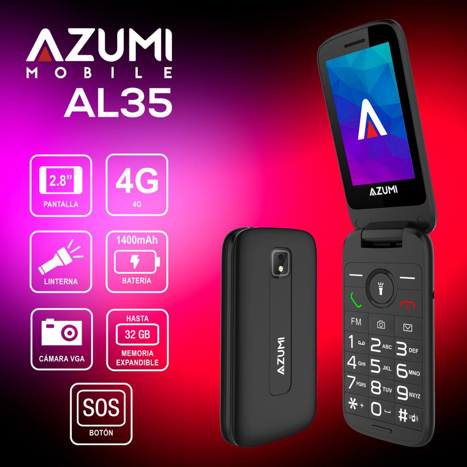 Celular B&aacute;sico Azumi AL35 / 128 MB / Claro image number 15.0
