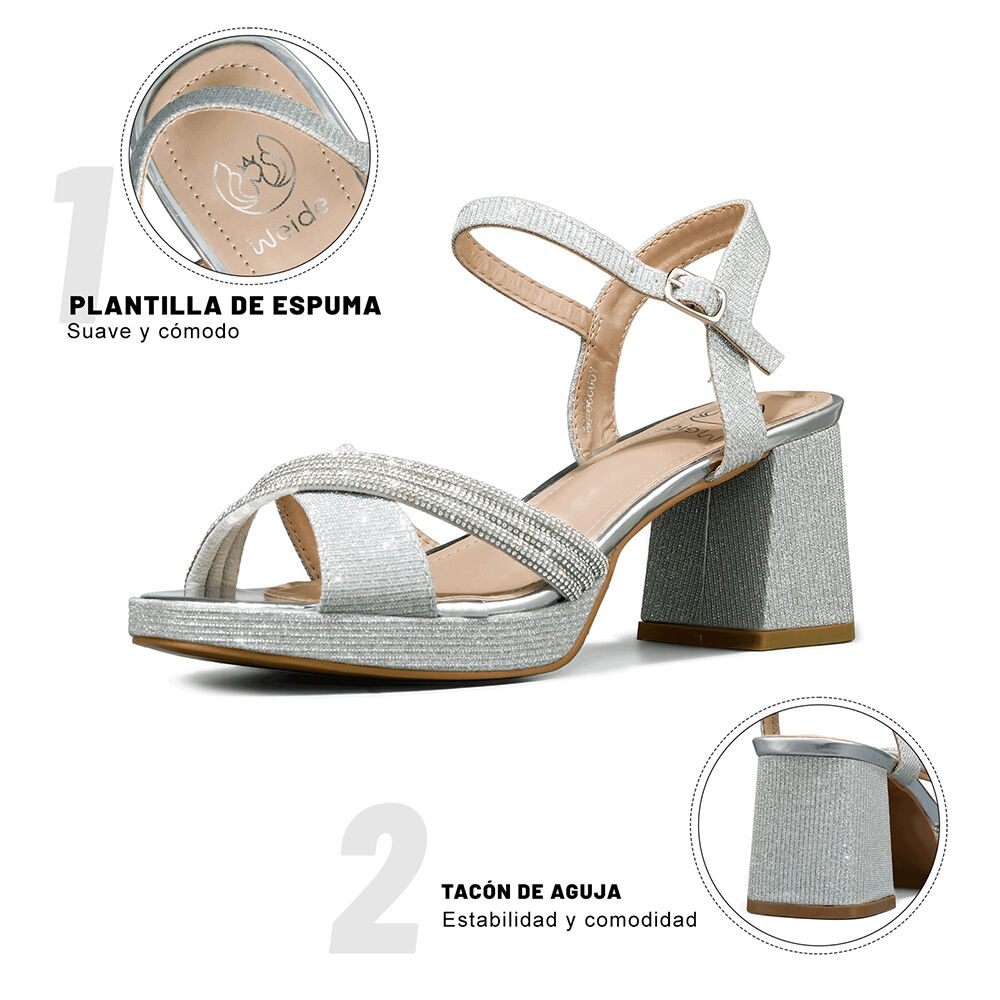 Sandalia Taco De Moda Con Pedrería Mujer Weide You536 image number 8.0