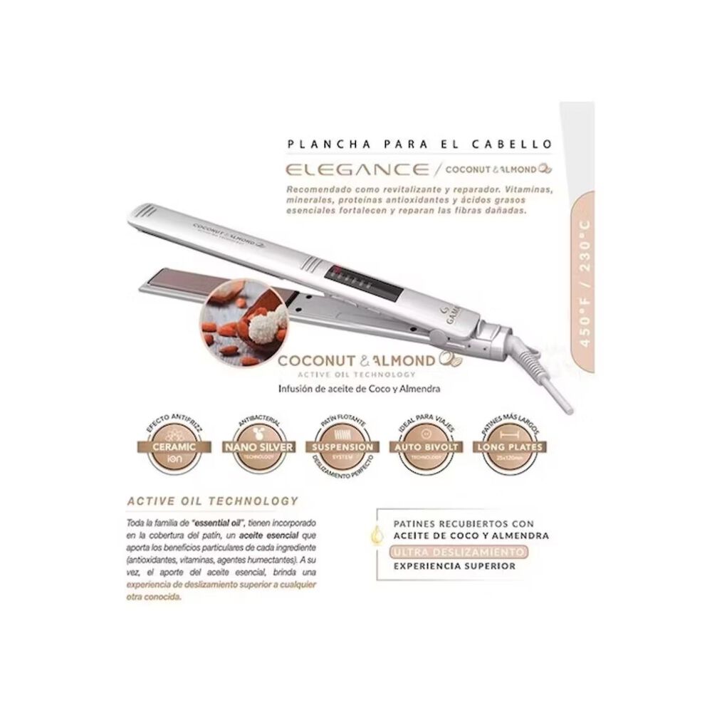 Alisador Plancha De Pelo 230c Ceramica Coconut Led Gama image number 2.0