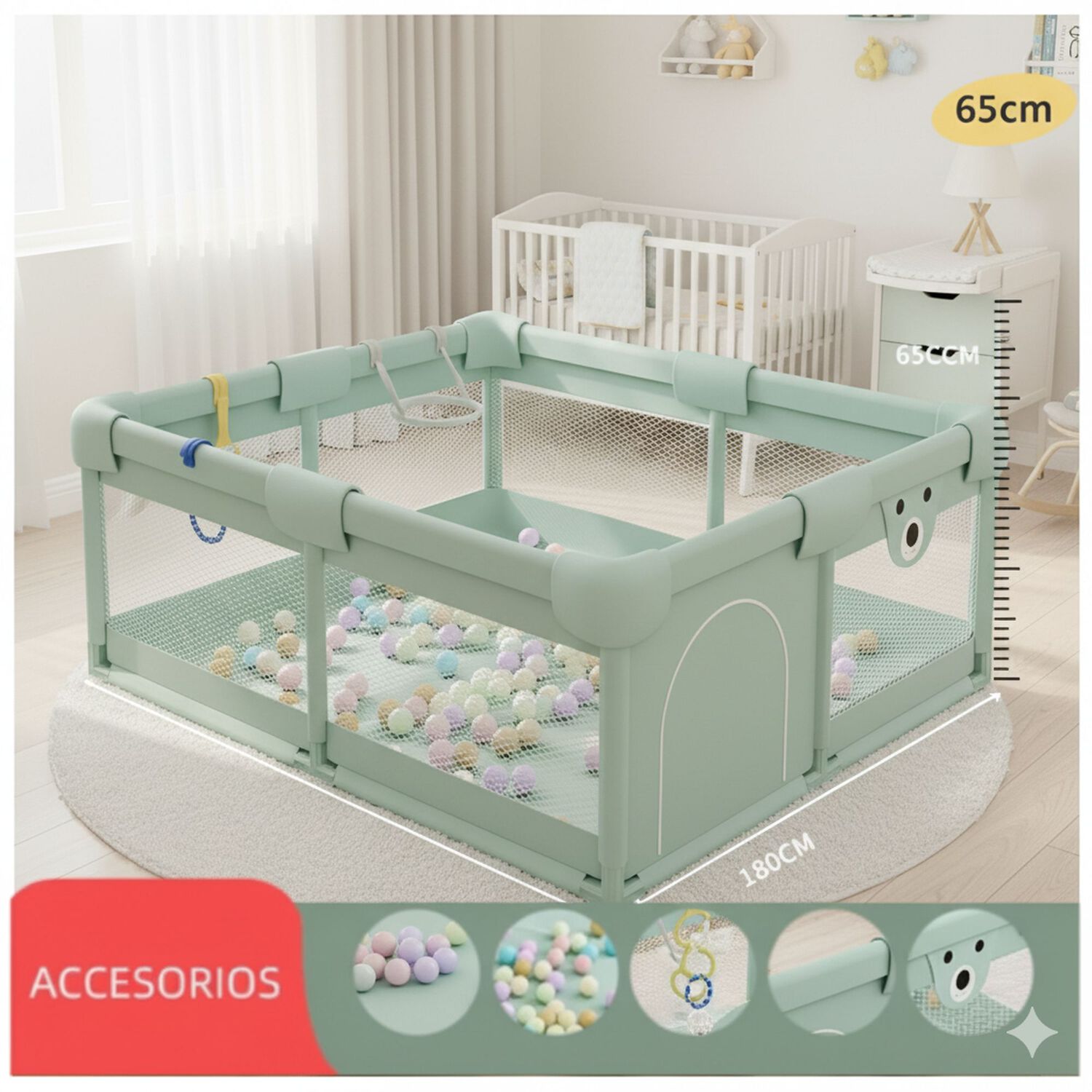 Corral De Juegos Infantil Con Accesorios De Juego 150x180 image number 9.0