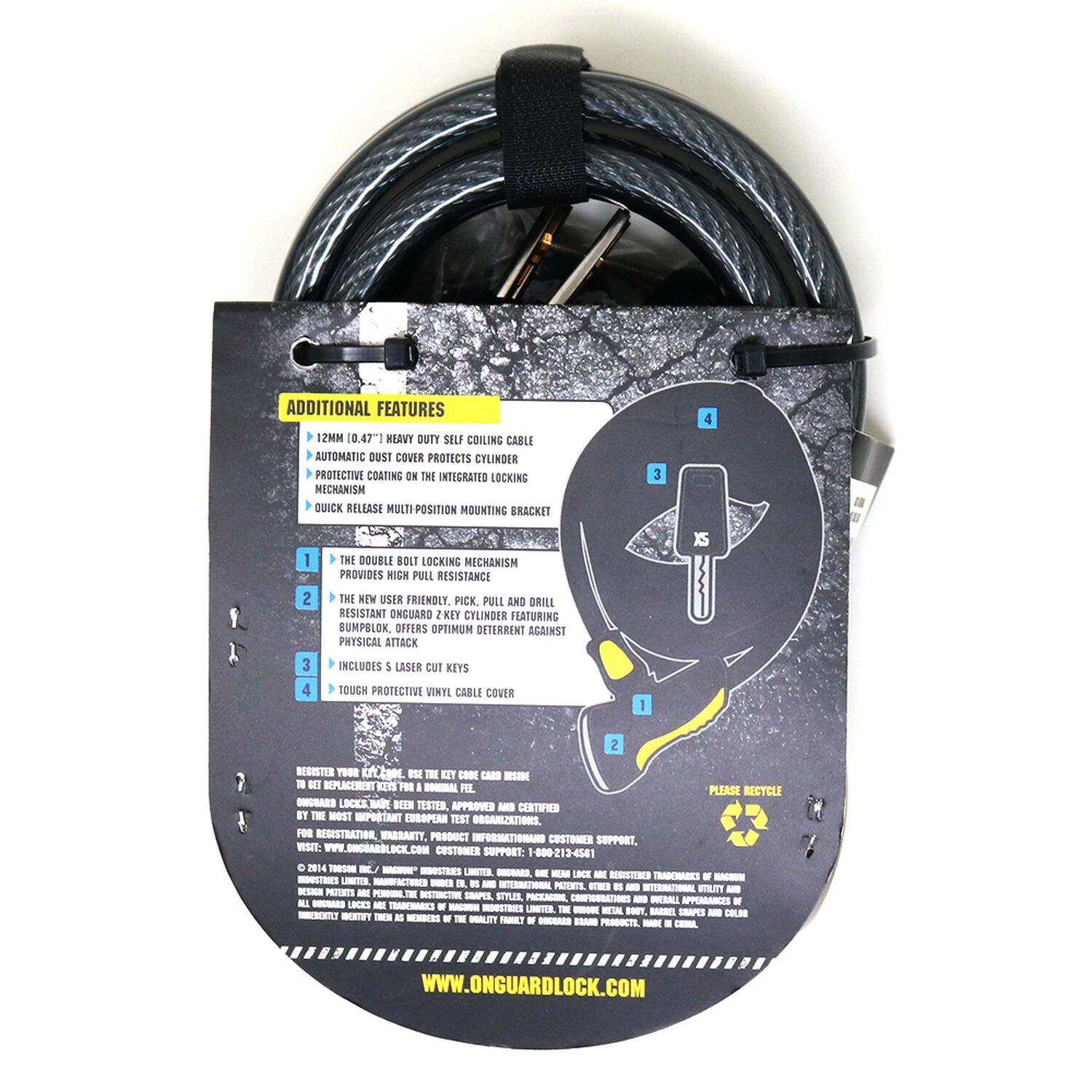 Candado Onguard Llave Espiral Doberman 185cmx10mm image number 4.0