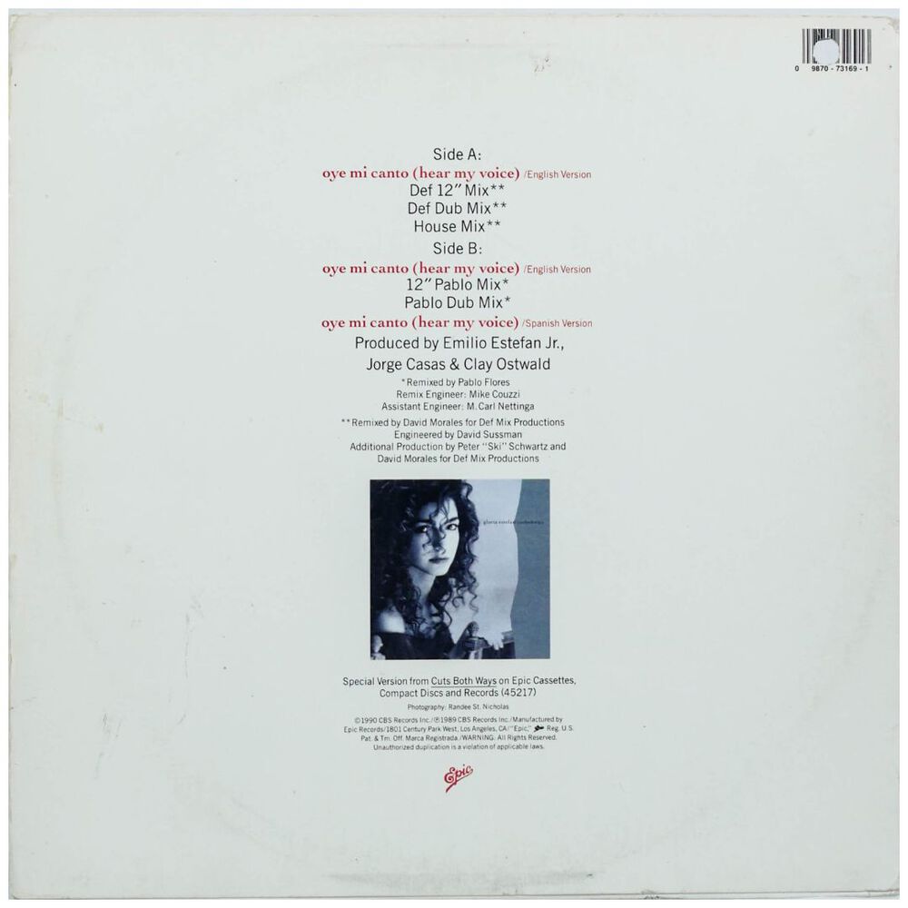 Gloria Estefan - Oye Mi Canto (hear My Voice) | 12" Maxi Single Usado image number 1.0