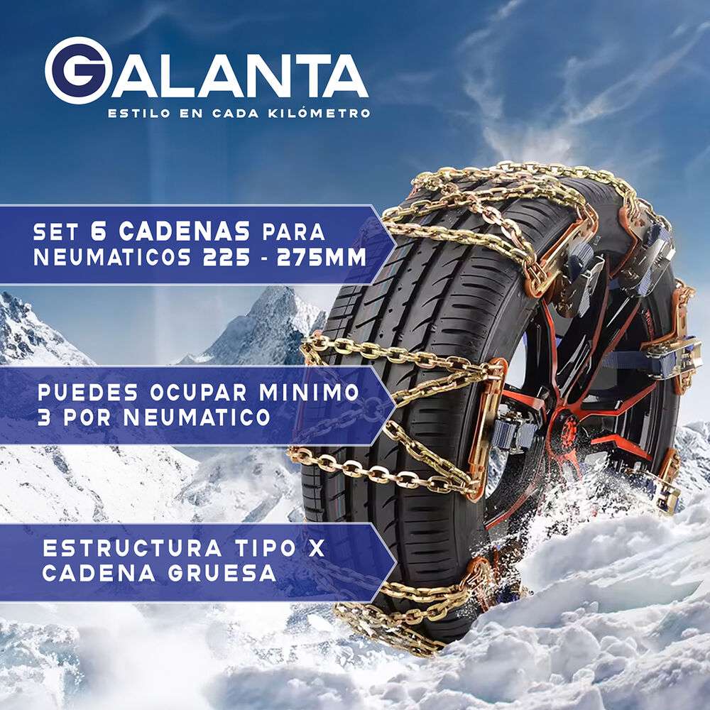 Cadenas Para Nieve Auto Camioneta Galanta Set X6 225-275mm image number 1.0