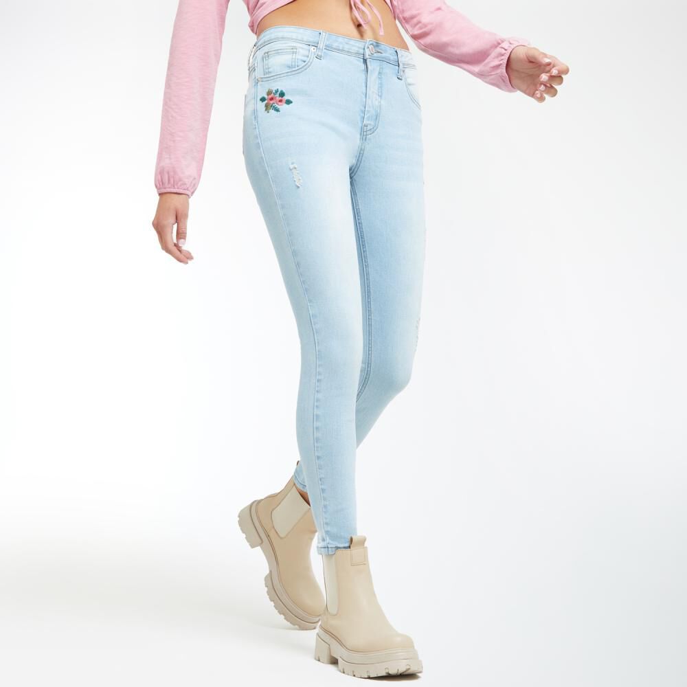 Jeans Bordado Tiro Alto Super Skinny Mujer Freedom image number 2.0