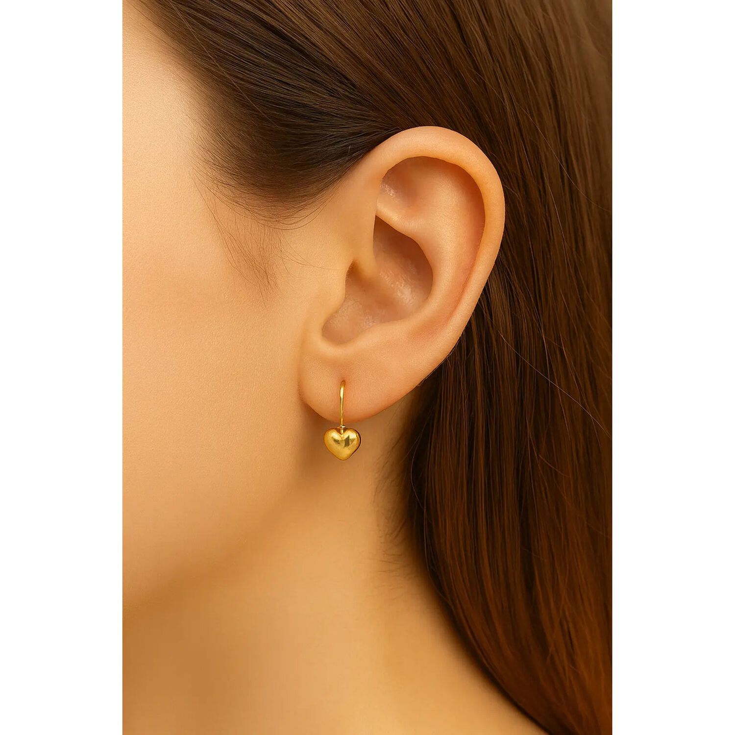 Aros Gancho Coraz&oacute;n 7mm Oro 18k Nacional 1.30gr Regalo Mujer Dorado image number 2.0