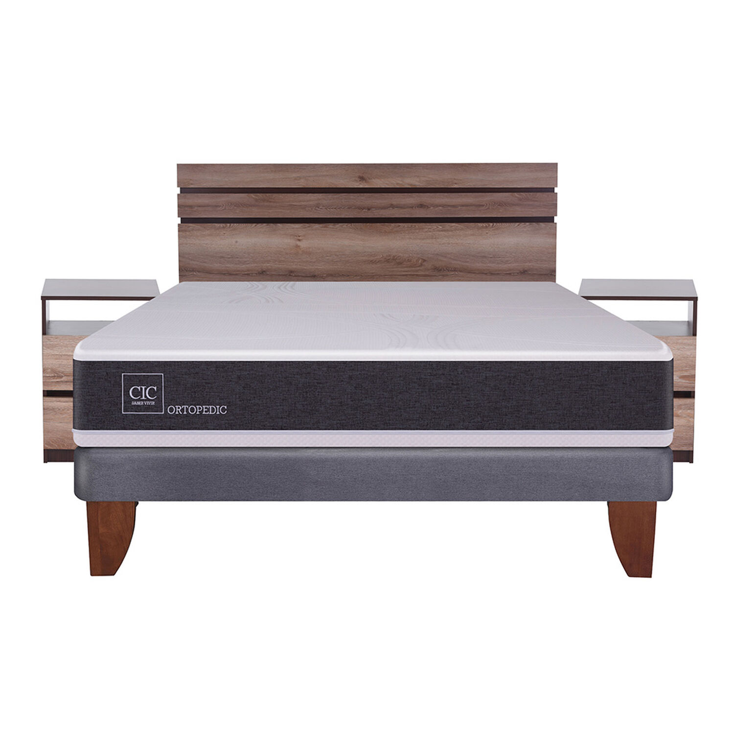 Cama Europea Cic New Ortopedic / 2 Plazas / Base Normal + Set De Maderas image number 1.0