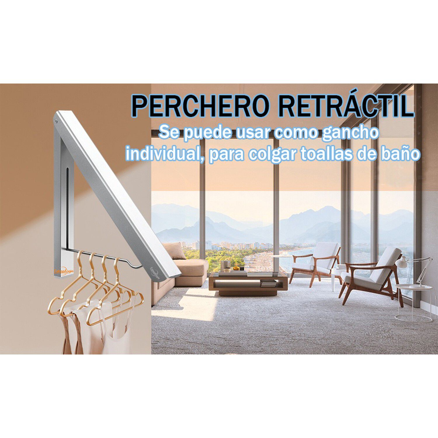Colgador Ropa Plegable Tendedero Retr&aacute;ctil Montado Aluminio image number 6.0