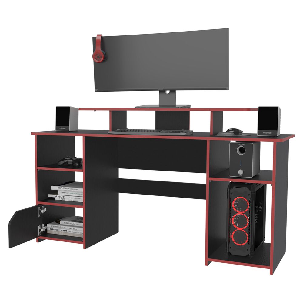 Escritorio Gamer 88,5x157,1x50 Cm Fm-045n Negro Y Rojo image number 2.0