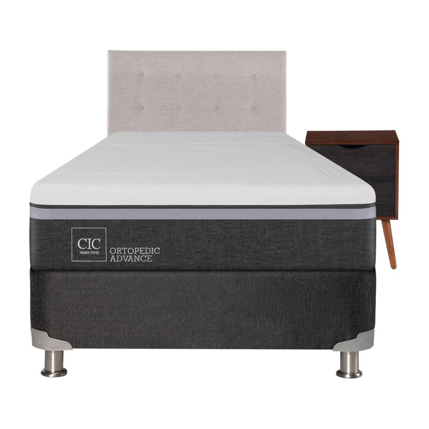 Box Spring Cic Ortopedic / 1.5 Plazas / Base Normal  + Set De Maderas image number 0.0