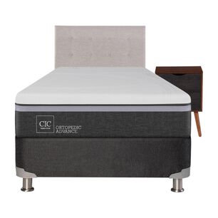 Box Spring Cic Ortopedic / 1.5 Plazas / Base Normal + Set De Maderas