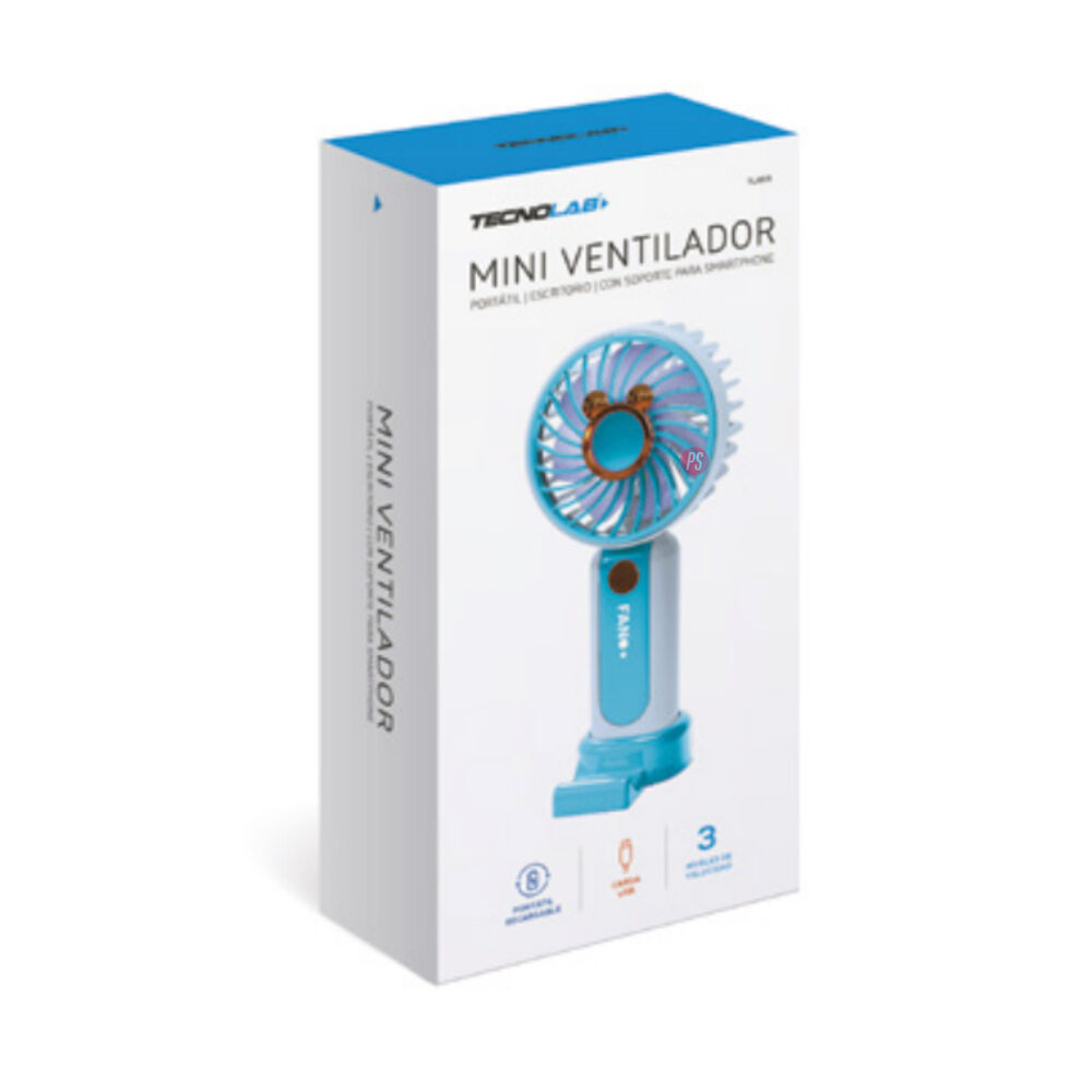 Mini Ventilador De Mano Recargable Con Usb Azul - Ps image number 1.0