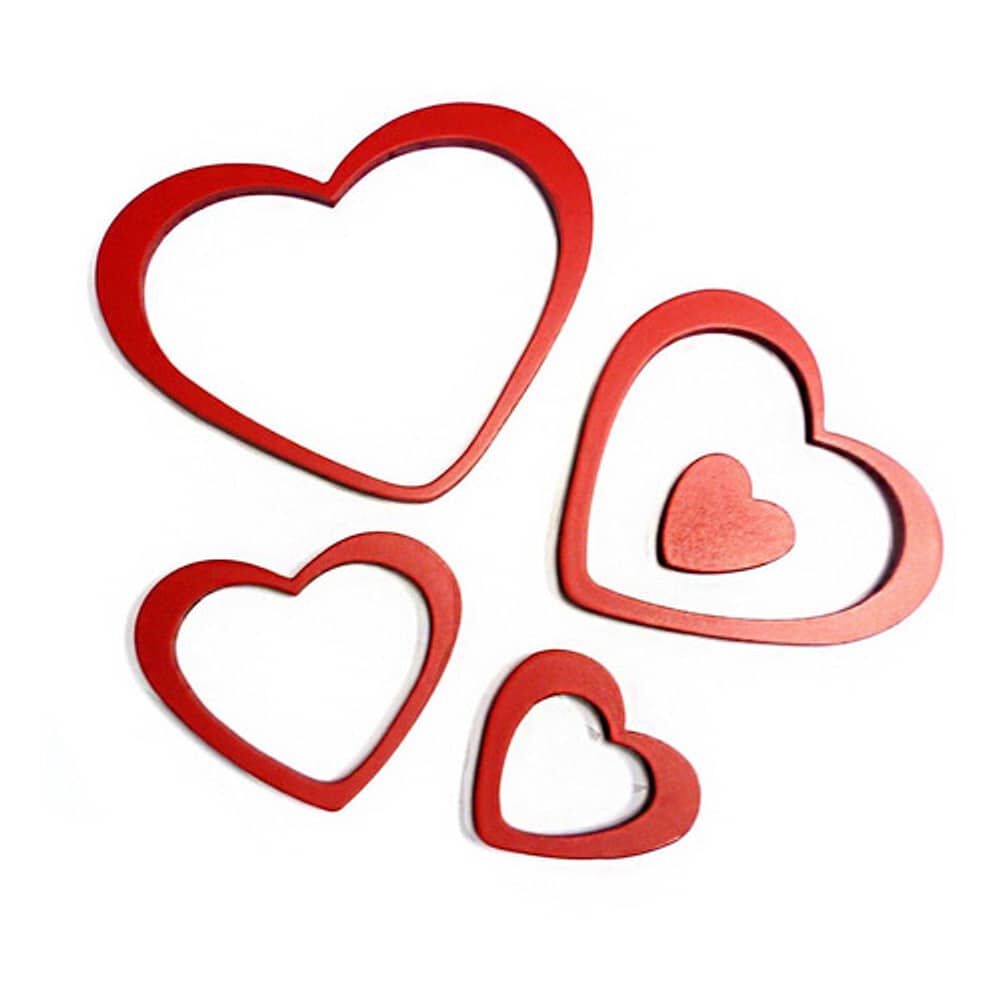 Stickers De Madera Para Muro Corazones Rojos image number 0.0