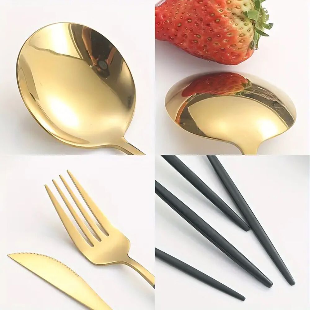 Juego Cubiertos 16 Piezas Acero Inoxidable Negro image number 2.0