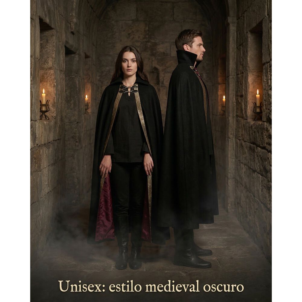 Capa Vampiro Edad Media Con Forro Interior Borde Decorativo image number 5.0