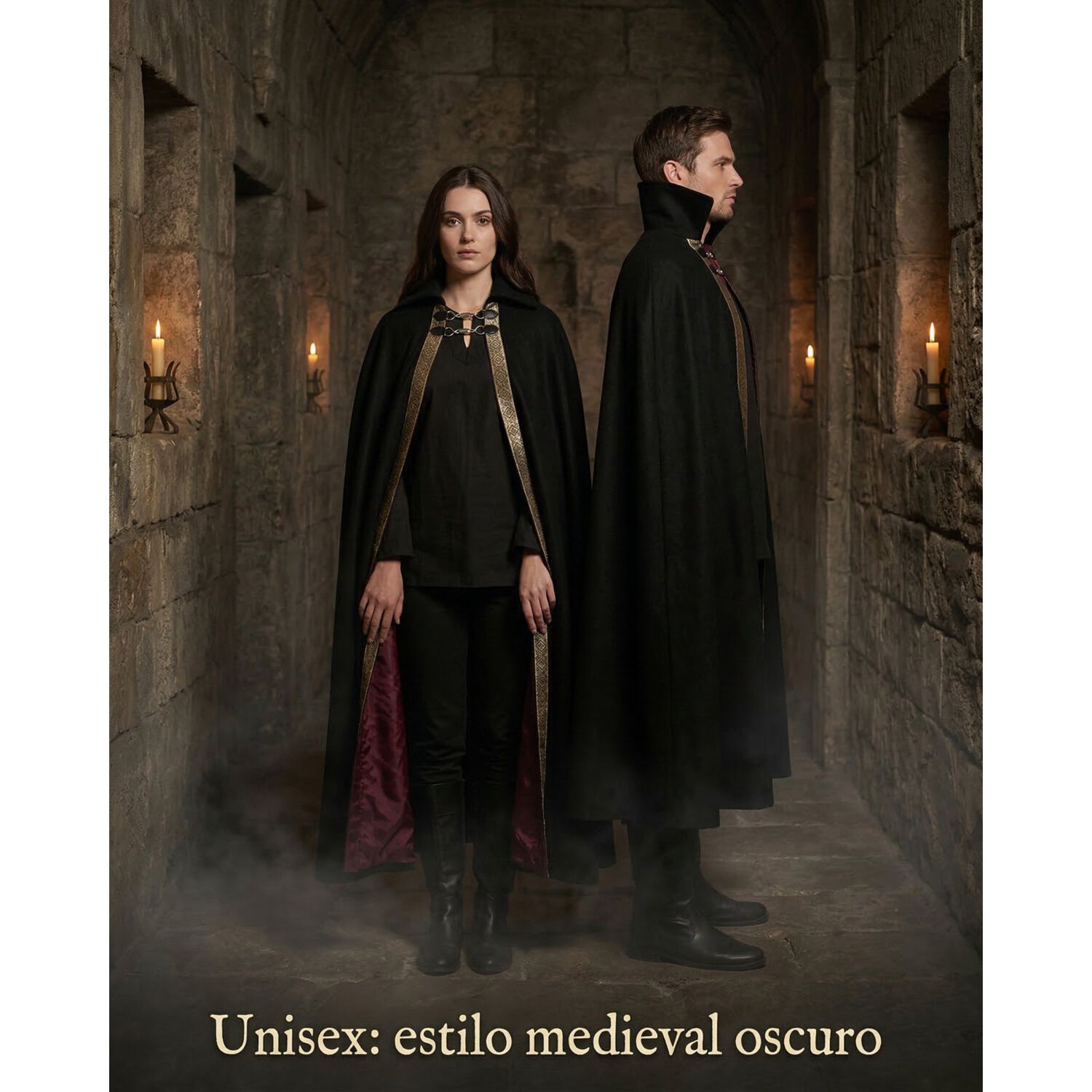 Capa Vampiro Edad Media Con Forro Interior Borde Decorativo image number 5.0