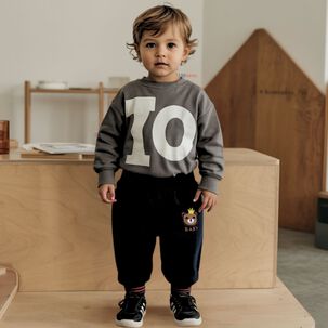 Buzo Cotel&eacute; Beb&eacute; Ni&ntilde;o Forrado En Polar Negro Pantal&oacute;n