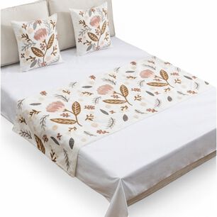  Piecera Bordada 210cm X 70cm + 2 Fundas 45cm X 45cm Para Cama De 2 Plazas O King - Pb4-9