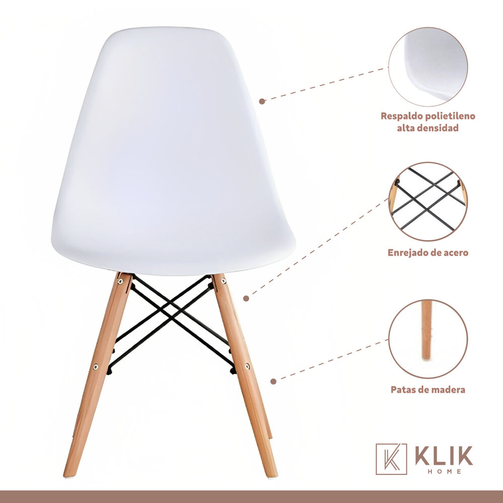 Comedor Mesa Eames Negra Redonda 80cm + 4 Sillas Eames Blancas image number 3.0