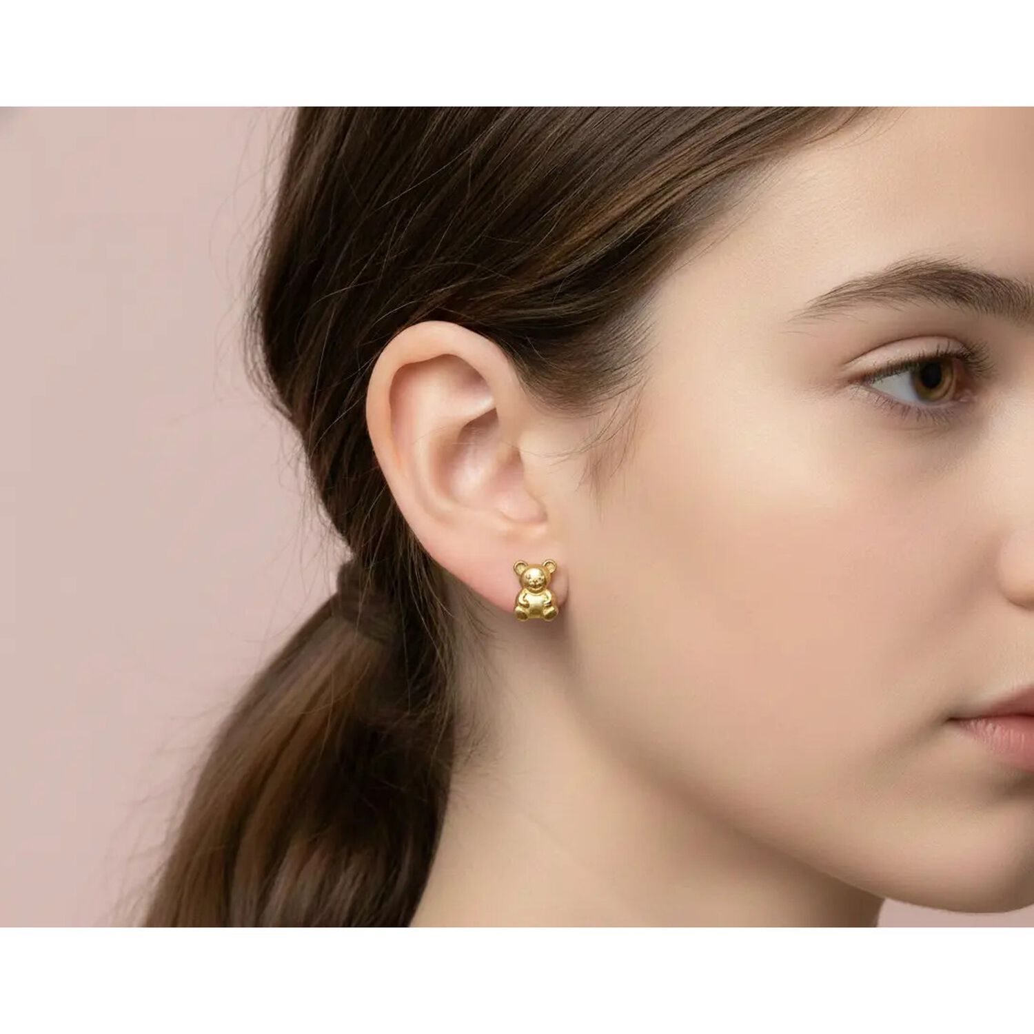 Aros Abridores Osito 6x7mm Oro 14k Oso Beb&eacute; Ni&ntilde;a Dorado image number 3.0