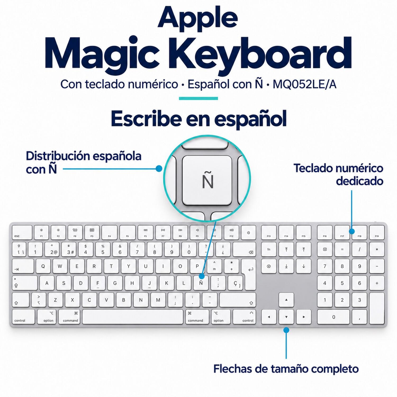 Apple Magic Keyboard Num&eacute;rico Espa&ntilde;ol Con &Ntilde; Mq052le/a image number 2.0