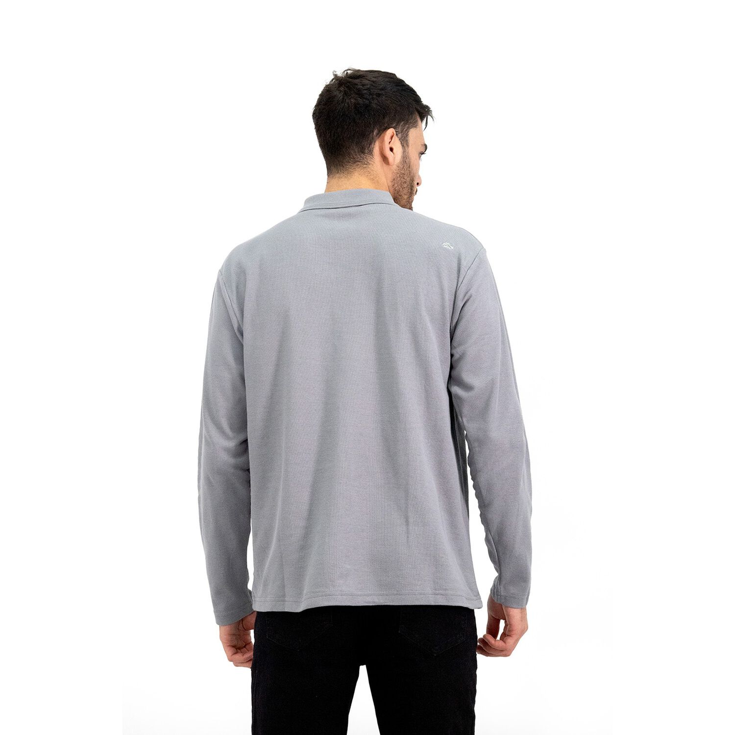 Polera Pique Quebec Manga Larga Gris Hombre image number 3.0
