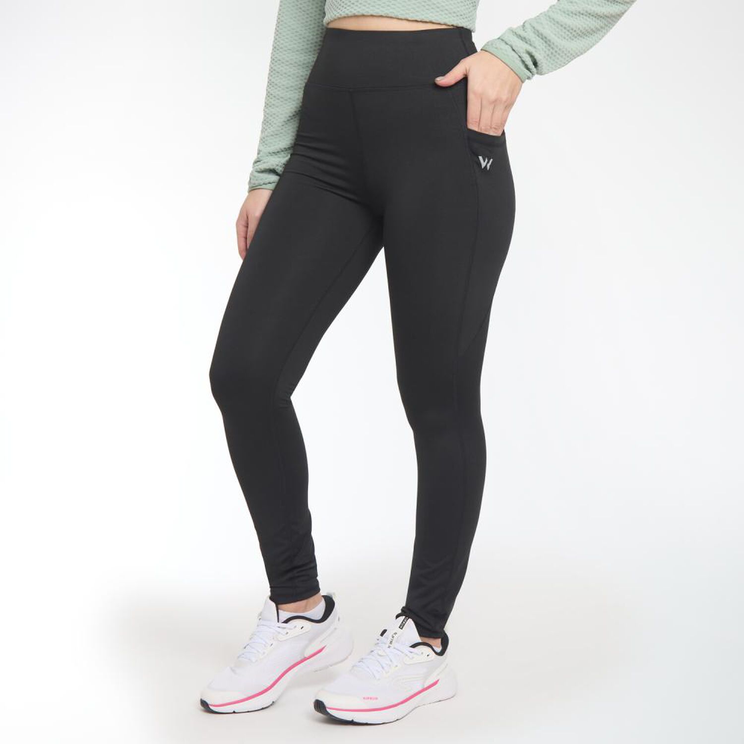 Calza Deportiva Larga Lisa Tiro Medio Mujer Wetland image number 2.0