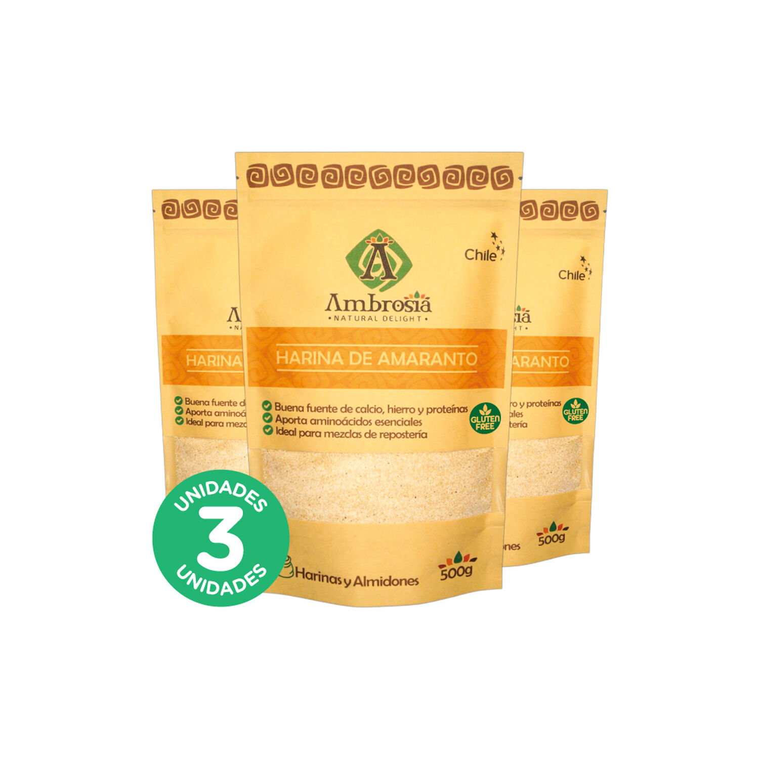 Pack 3, Harina De Amaranto Libre De Gluten Y Vegana 500gr. image number 0.0