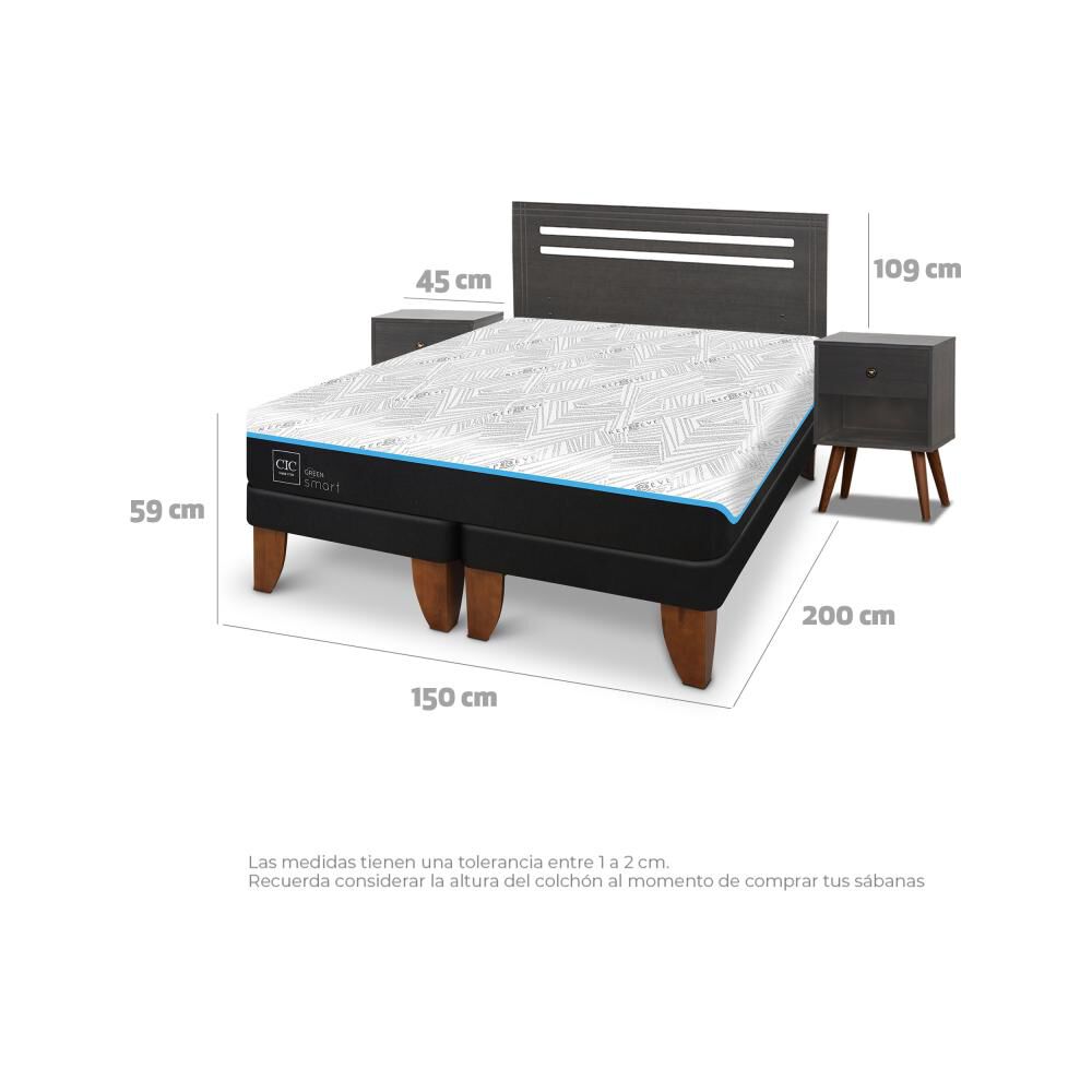 Cama Europea Cic Green Infinity / 2 Plazas / Base Dividida + Set De Maderas image number 7.0