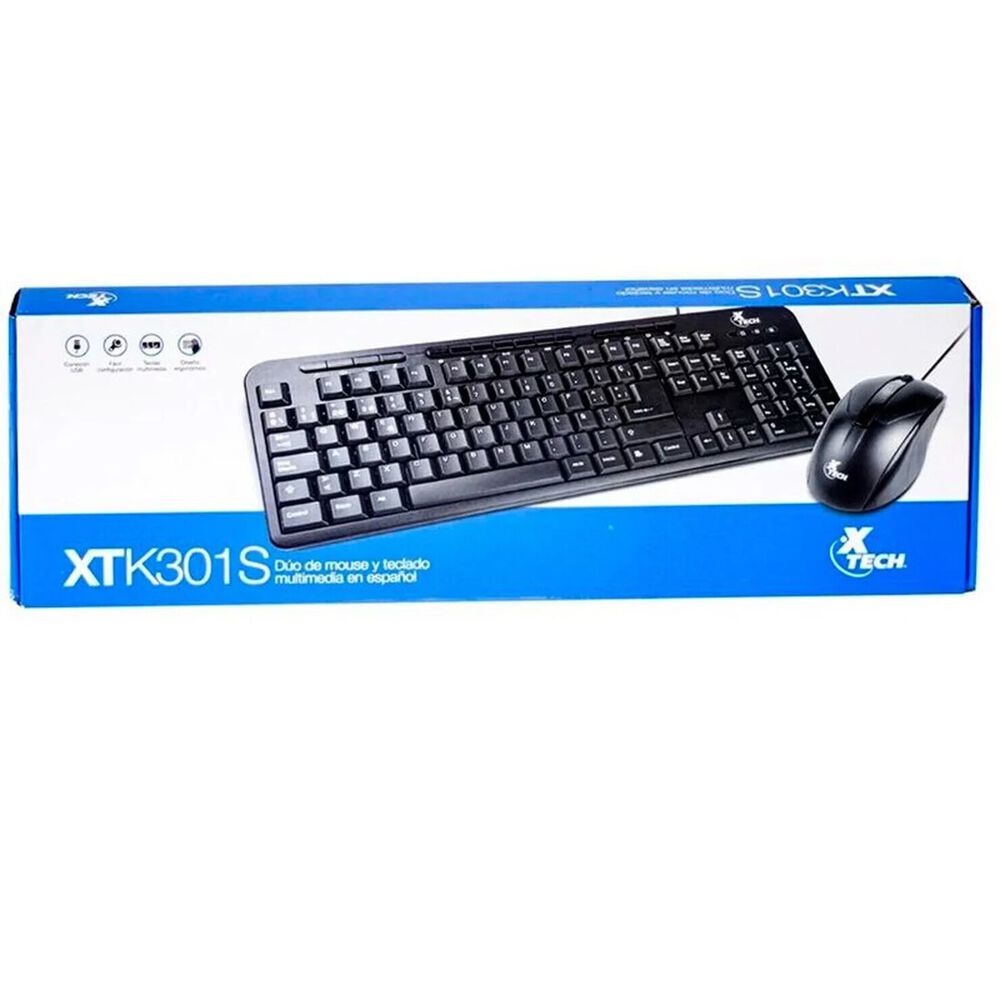 Kit Teclado + Mouse Xtech Multimedia 1000dpi Español Negro image number 1.0