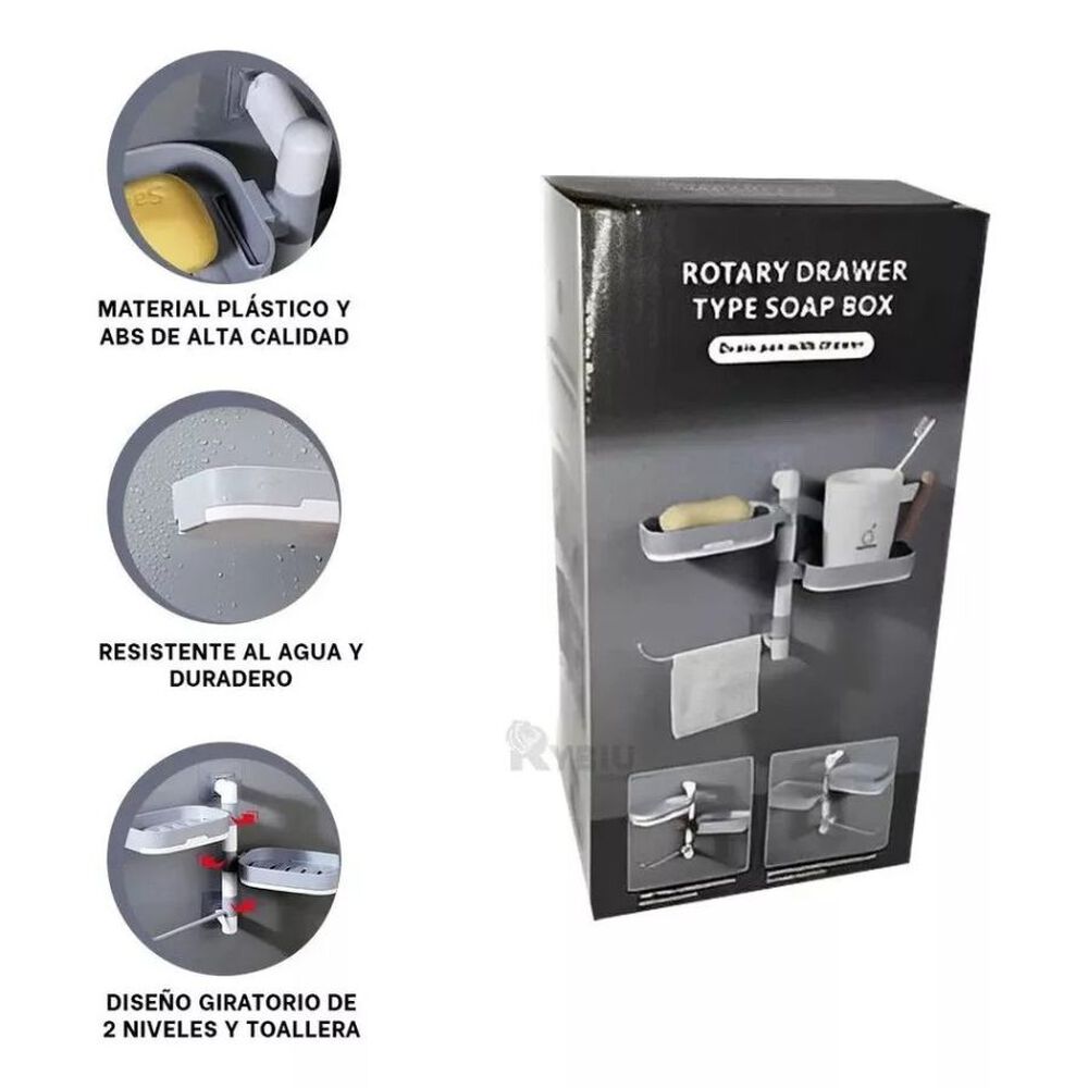 Organizador De Ducha Jabonera Toallas Giratoria Baño Repisa image number 3.0