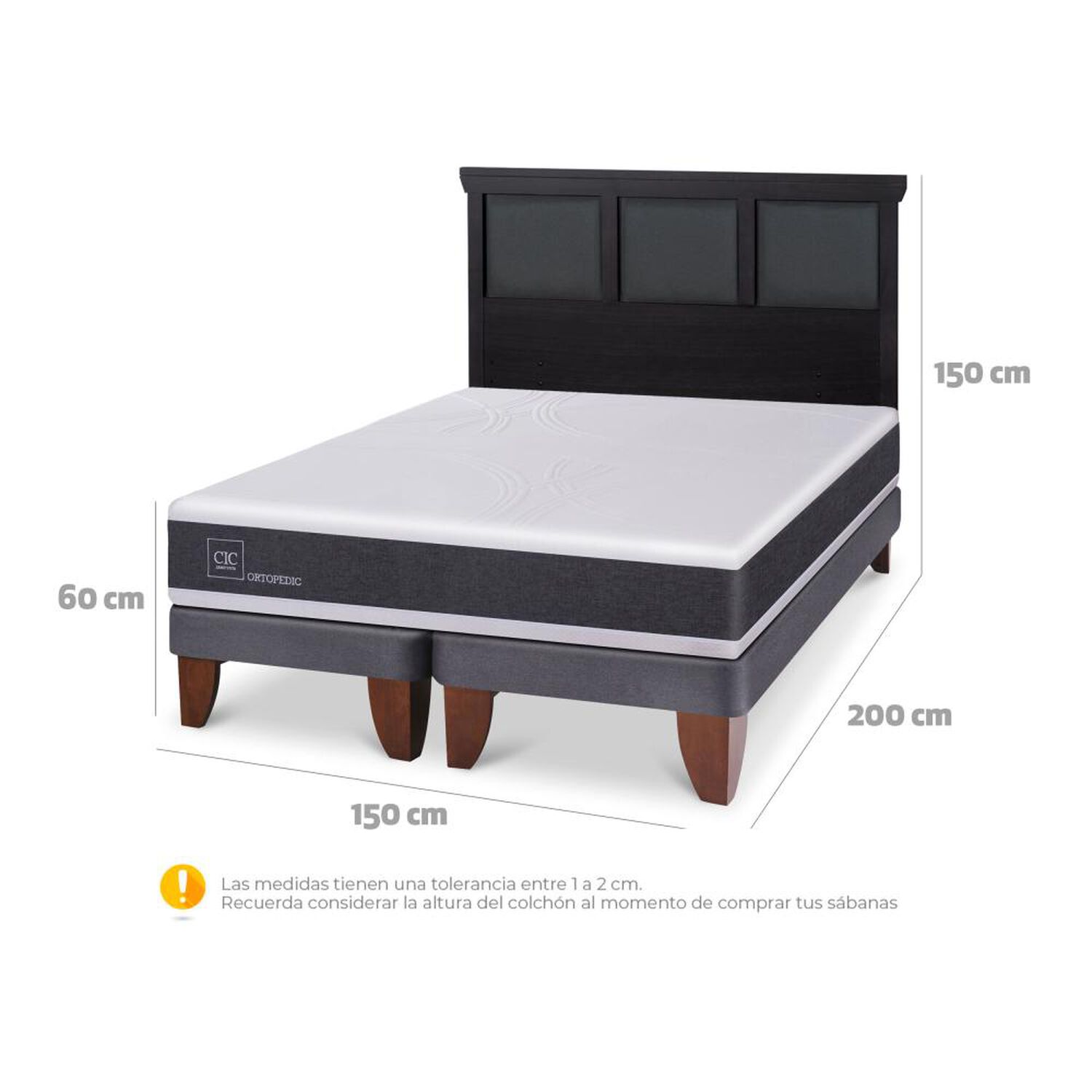 Cama Europea Cic Ortopedic / 2 Plazas / Base Dividida + Respaldo image number 5.0