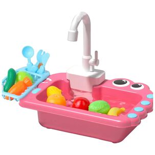 Juguete Fregadero Lavavajillas Con Accesorios Rosado Infantil