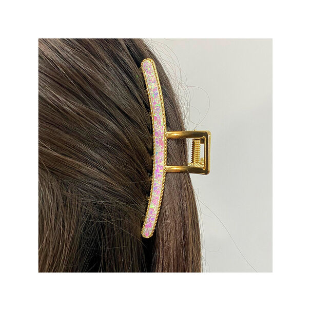 Traba Met&aacute;lica Garra Tibur&oacute;n Cabello Brillo Intenso Blanco Rosa