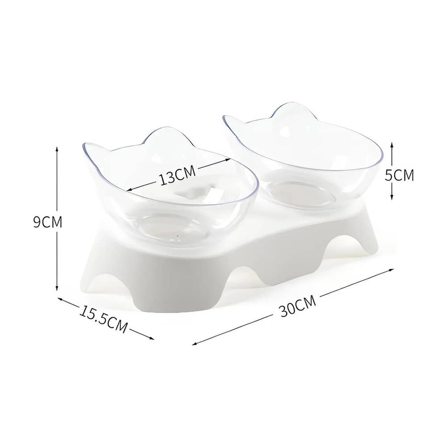 Plato Doble Para Mascotas Comedero Doble Gatos Dispensador Alimentos Agua image number 1.0