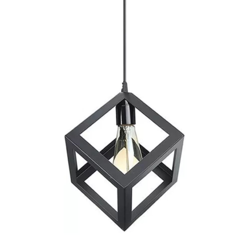 L&aacute;mpara Colgante Cubo Negro Moderno Iluminaci&oacute;n Interior image number 0.0