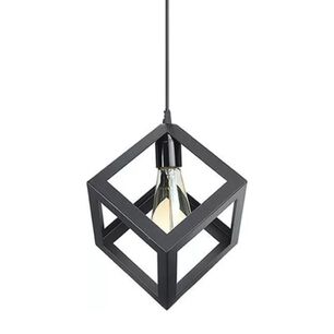 L&aacute;mpara Colgante Cubo Negro Moderno Iluminaci&oacute;n Interior