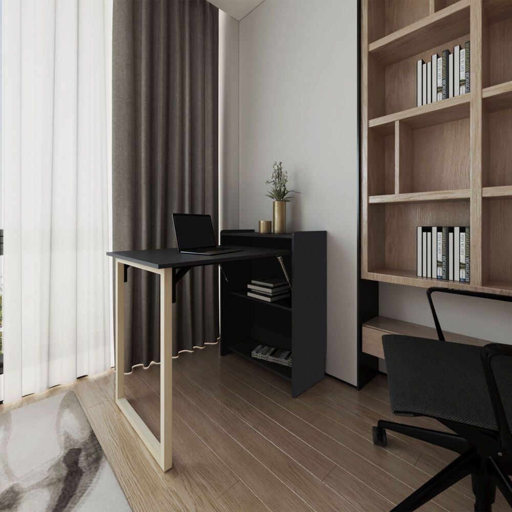 Escritorio Plegable 85,6x101x63x6 Cm Negro image number 5.0