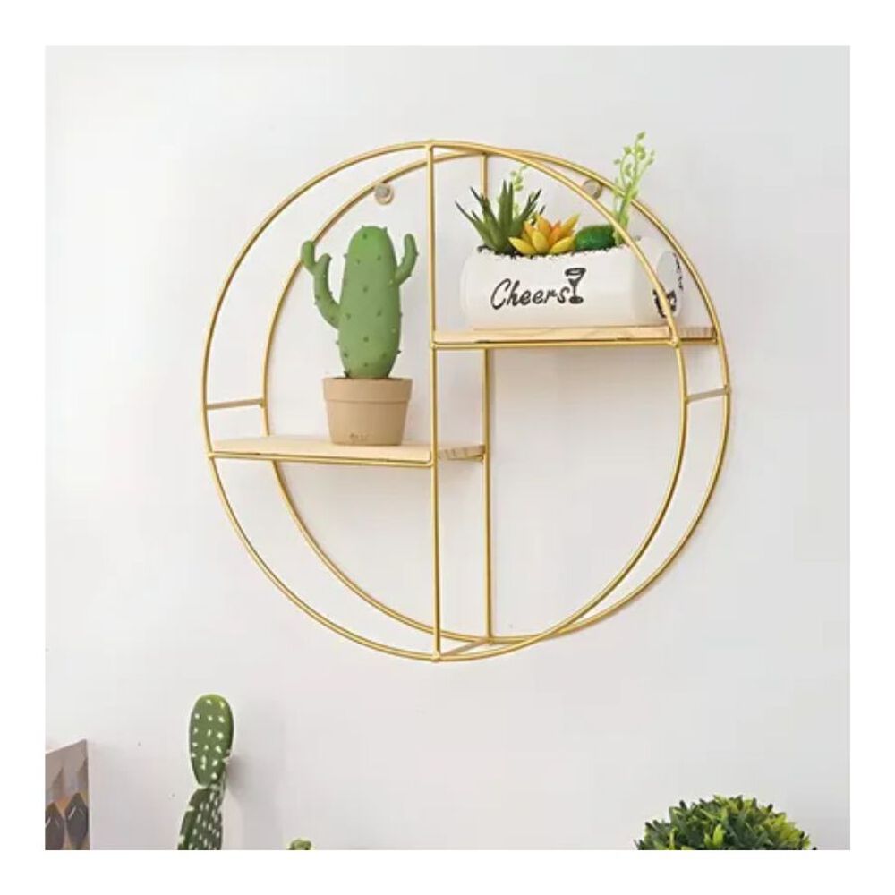 Estante Flotante Circular 2 Niveles Metal Madera Decorativo image number 2.0