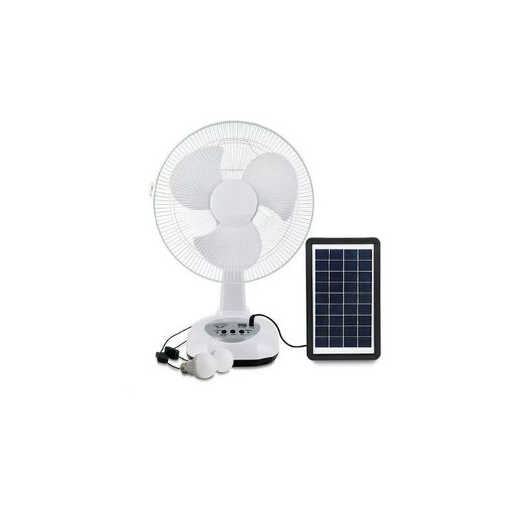 Ventilador Solar Recargable Carga Usb +2 Ampolletas 12 image number 0.0