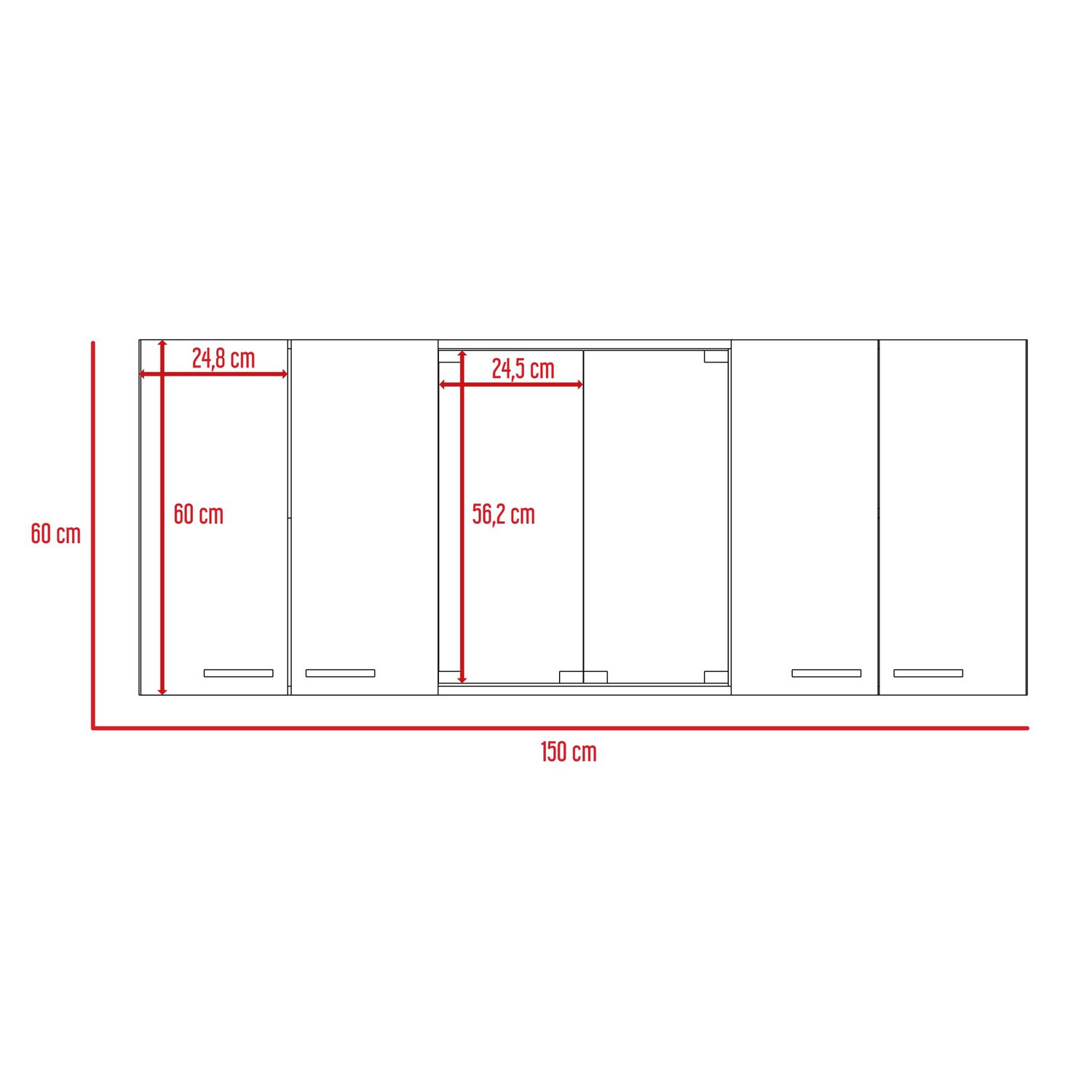 Mueble Superior De Cocina 6 Puertas 150x60x31,5 Cm Caf&eacute; Y Blanco image number 7.0