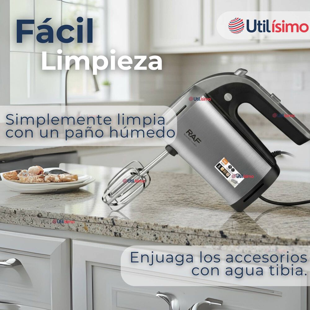 Batidora Electrica 5 Velocidades De Mano Raf Acero Inoxidable Mutifuncional image number 7.0