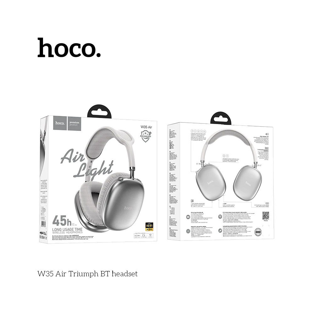 Audifonos Hoco W35 Air Triumph Over Ear Bluetooth Silver image number 4.0