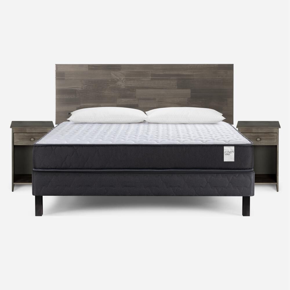 Cama Europea Rosen Wave / 2 Plazas / Base Normal + Set De Maderas Tabor Grafito + Almohada Light image number 0.0