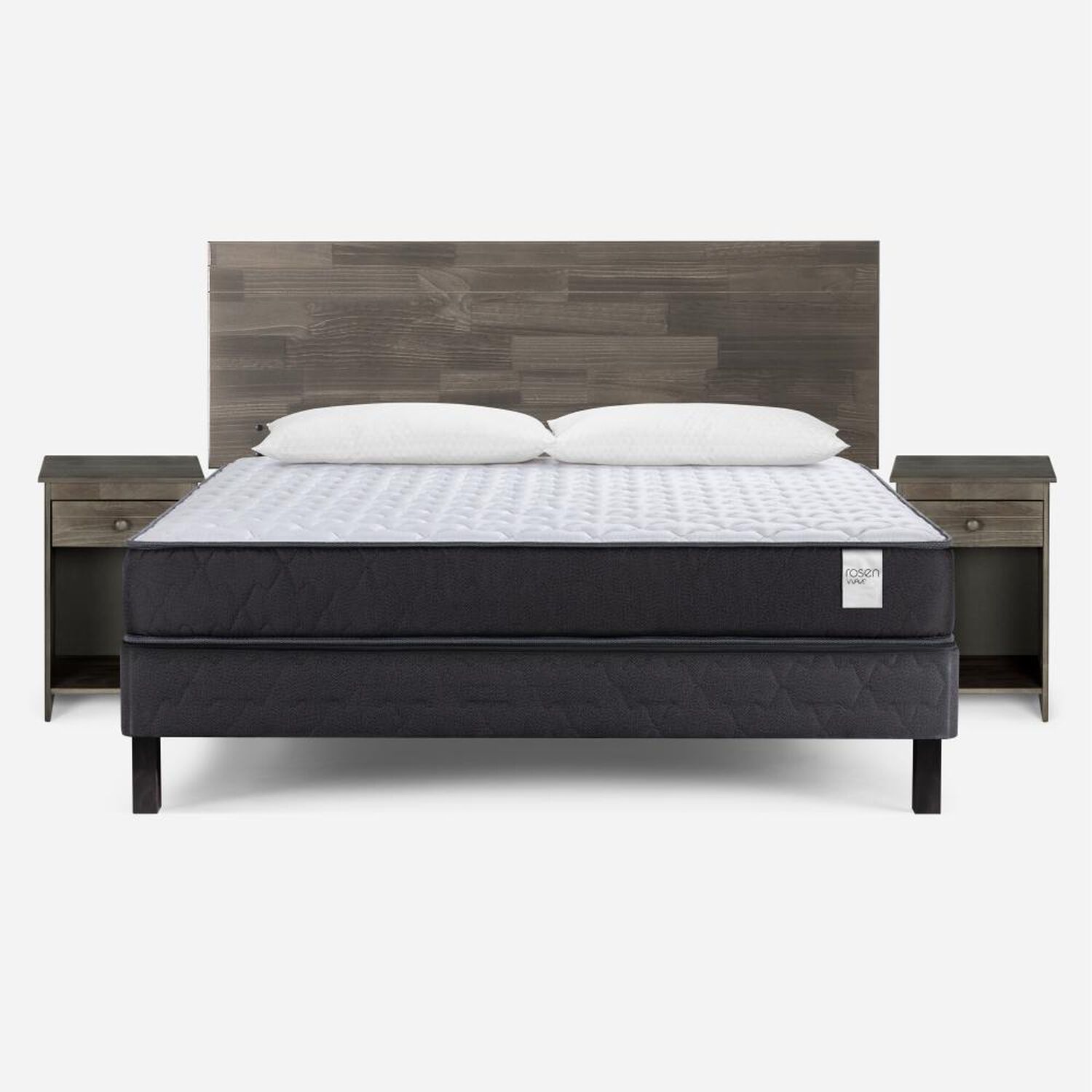 Cama Europea Rosen Wave / 2 Plazas / Base Normal + Set De Maderas Tabor Grafito + Almohada Light image number 0.0