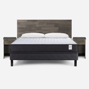 Cama Europea Rosen Wave / 2 Plazas / Base Normal + Set De Maderas Tabor Grafito + Almohada Light