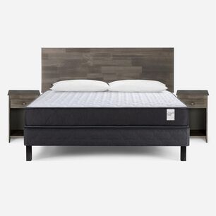 Cama Europea Rosen Wave / 2 Plazas / Base Normal + Set De Maderas Tabor Grafito + Almohada Light
