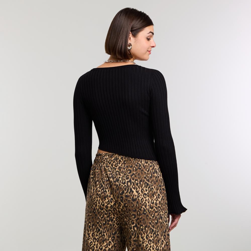 Sweater Crop Asimetrico Manga Larga Cuello Bote Mujer Rolly Go image number 3.0