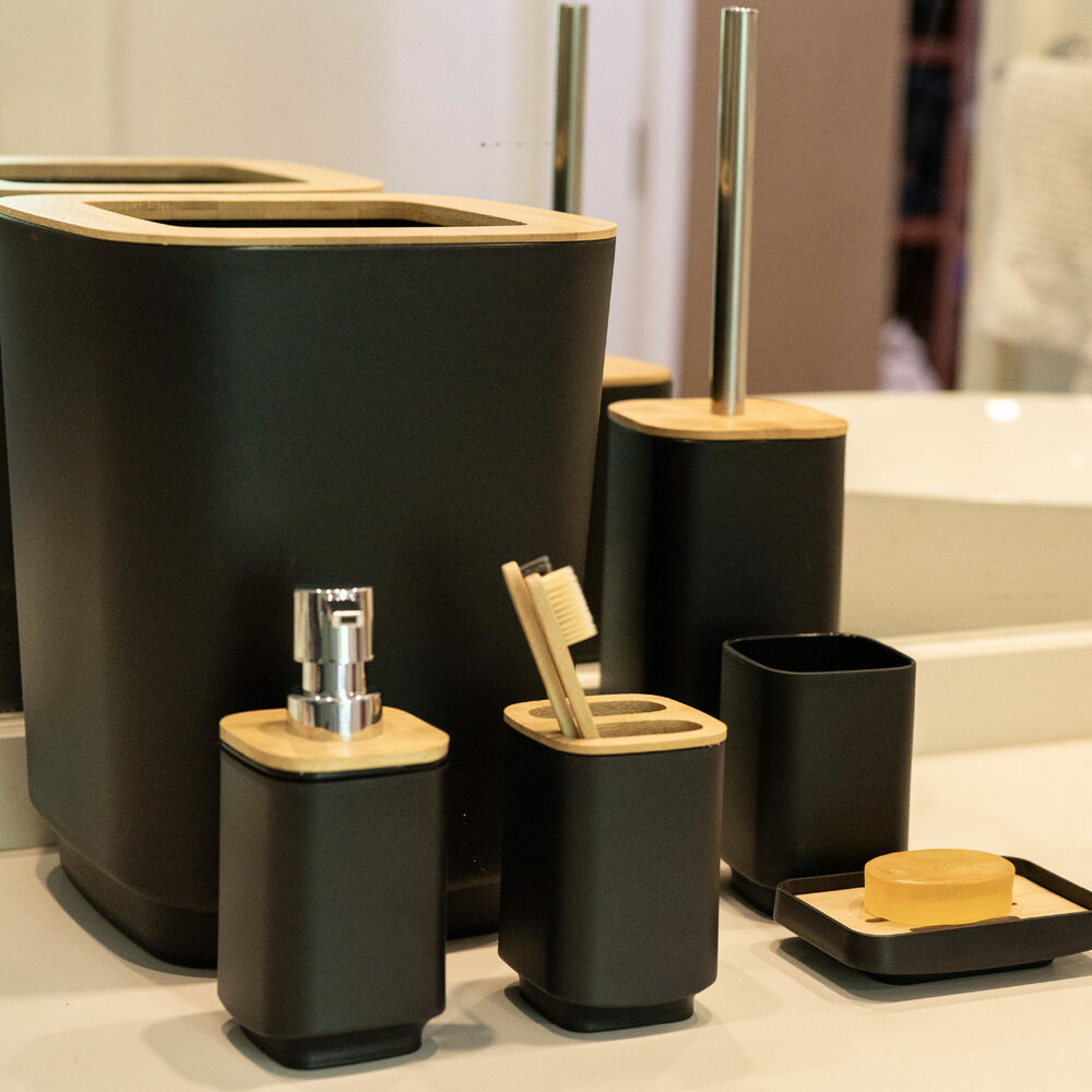 Set Accesorios De Baño 6pcs Bambo Negro Simplit image number 1.0
