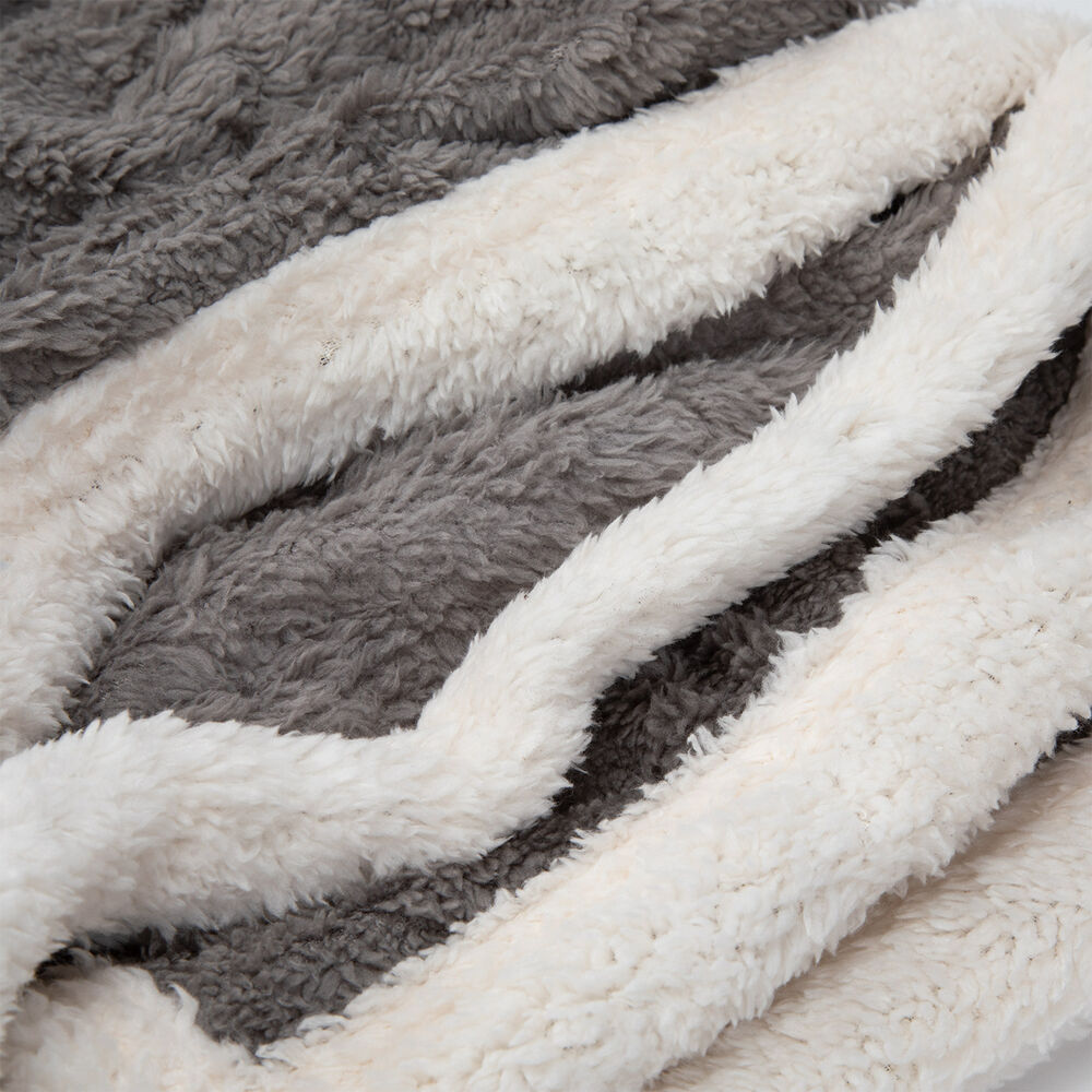 Manta Sherpa Jacquard Gris King image number 1.0